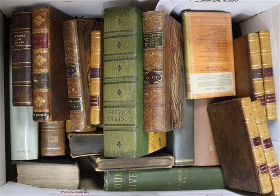 A box of leather bindings including The Edinburgh Review